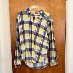 American Eagle Boyfriend Fit Women X-Large Plaid Button Up Flannel Shirt